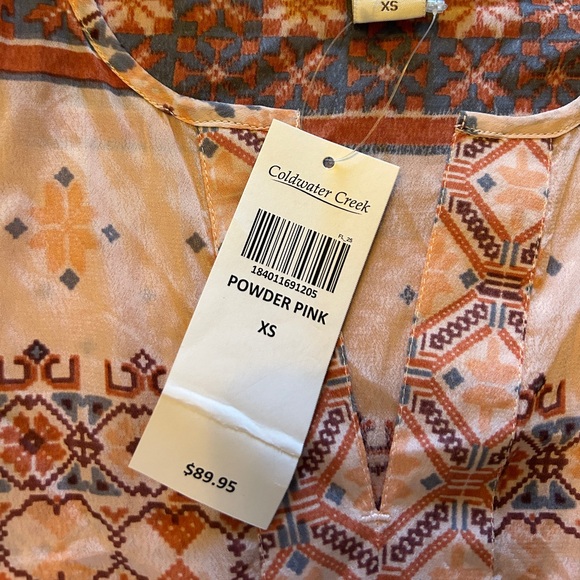 Coldwater Creek Blouse Women’s Size XS Pink Geometric Pattern Short Sleeve NWT - Picture 6 of 12